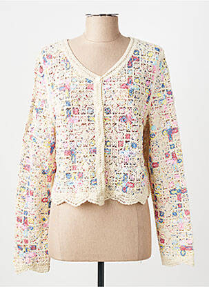 Gilet manches longues coupe cintrée beige LULU.H femme