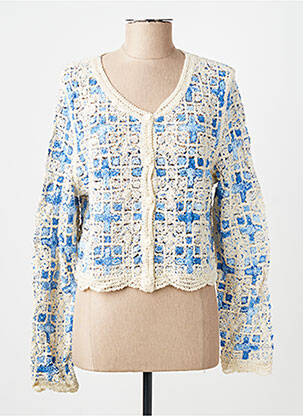 Gilet manches longues fermeture boutonnée sur le devant bleu LULU.H femme