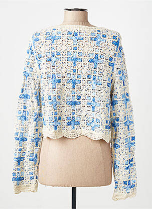 Gilet manches longues fermeture boutonnée sur le devant bleu LULU.H femme