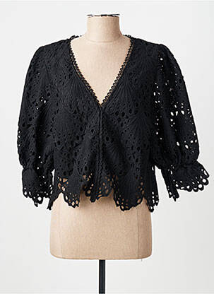 Top col v manches 3/4 noir CHOKLATE femme