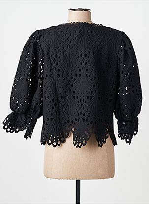 Top col v manches 3/4 noir CHOKLATE femme
