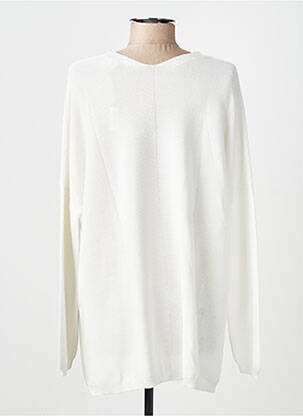 Pull col v manches longues blanc AN' GE femme
