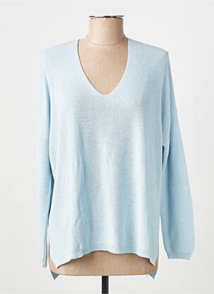 Pull col v manches longues bleu AN' GE femme