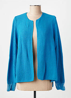 Gilet manches longues col rond bleu AN' GE femme