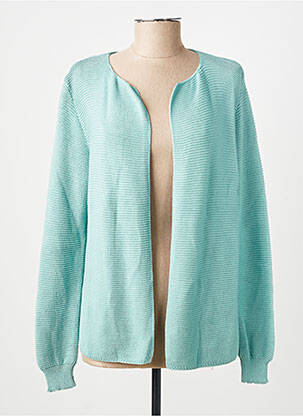 Gilet manches longues col rond bleu JANIS & JOHN femme