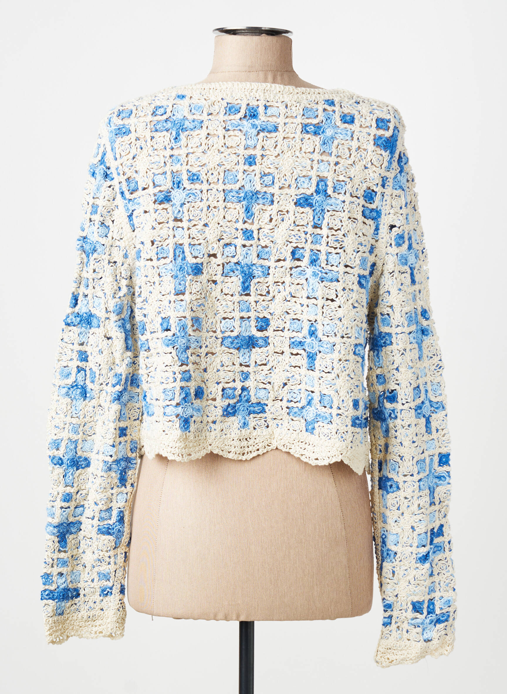 Gilet manches longues fermeture boutonnée sur le devant bleu LULU.H femme
