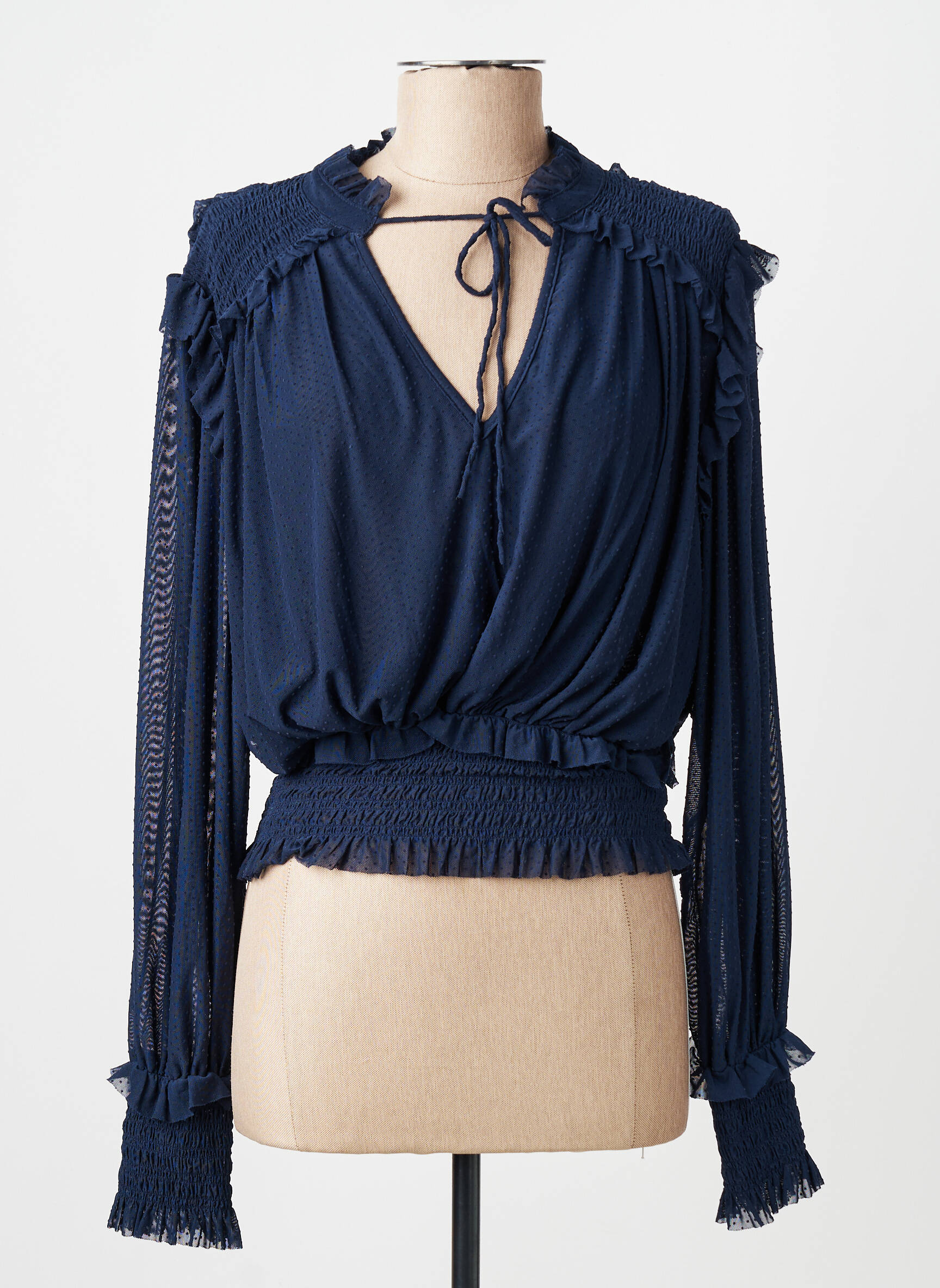 Blouse légère et transparente manches longues bleu CHOKLATE femme