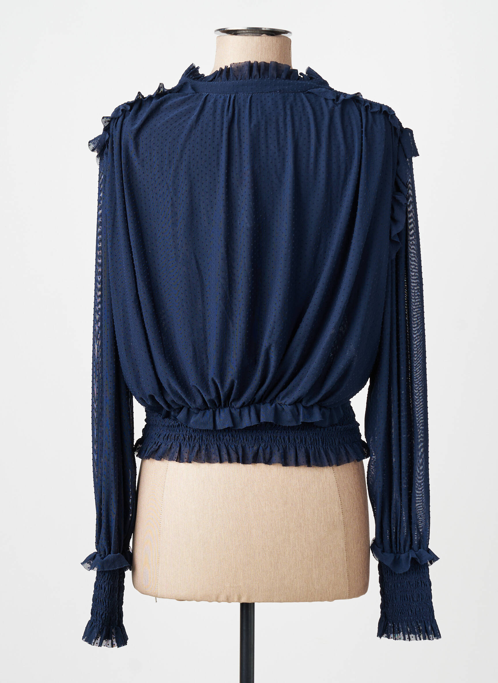 Blouse légère et transparente manches longues bleu CHOKLATE femme