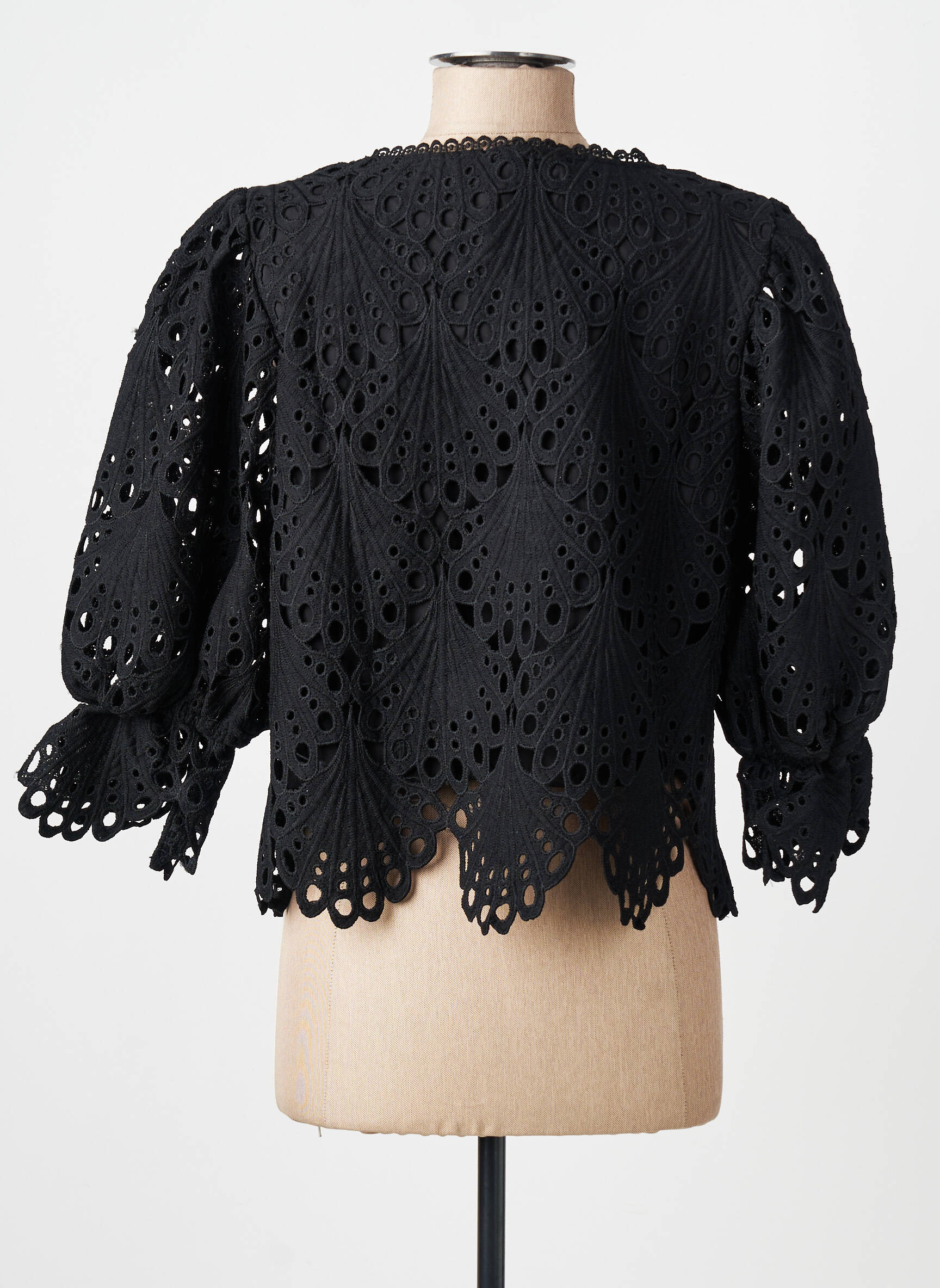 Top col v manches 3/4 noir CHOKLATE femme