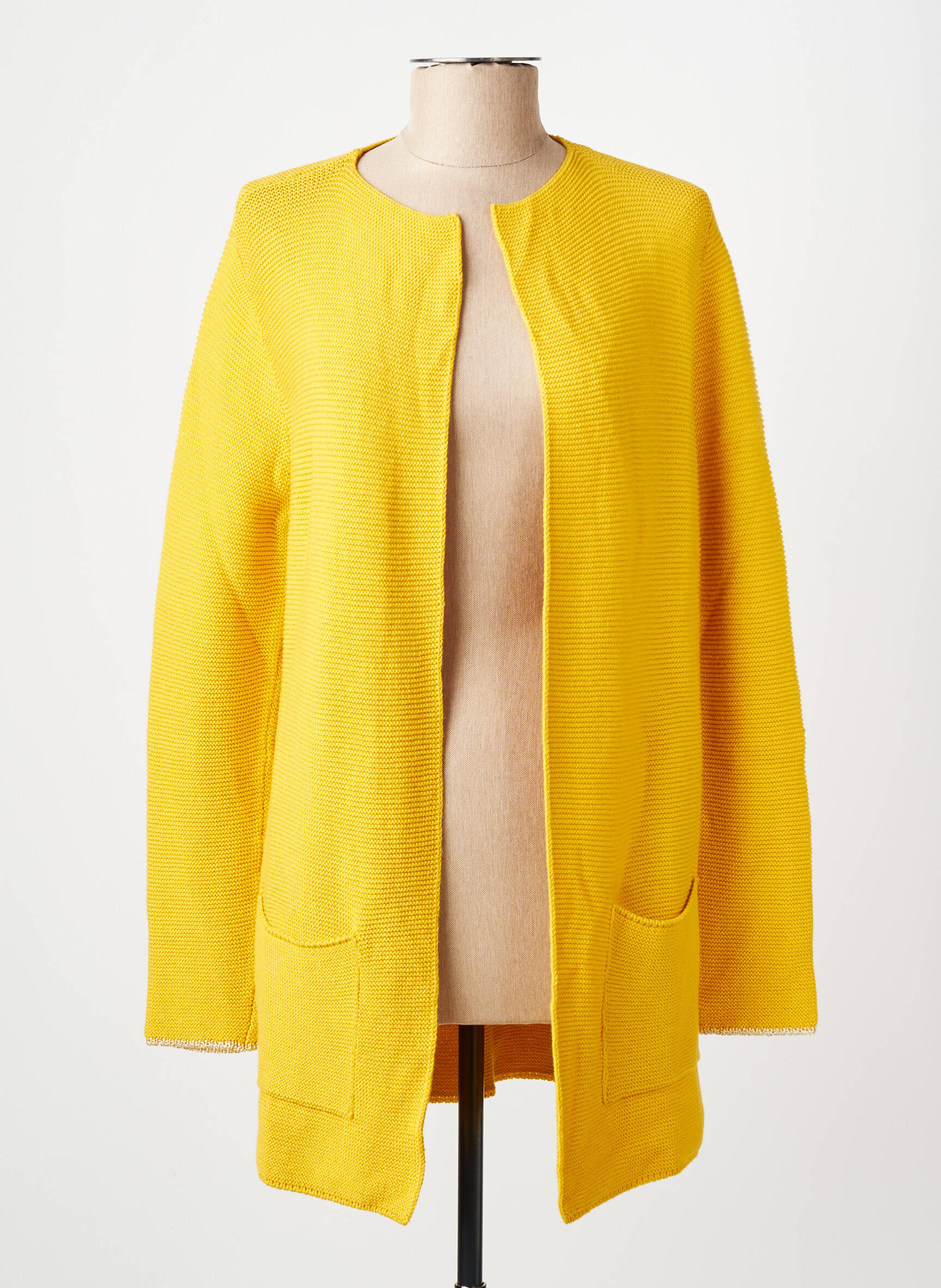 Gilet manches longues col rond jaune AN' GE femme