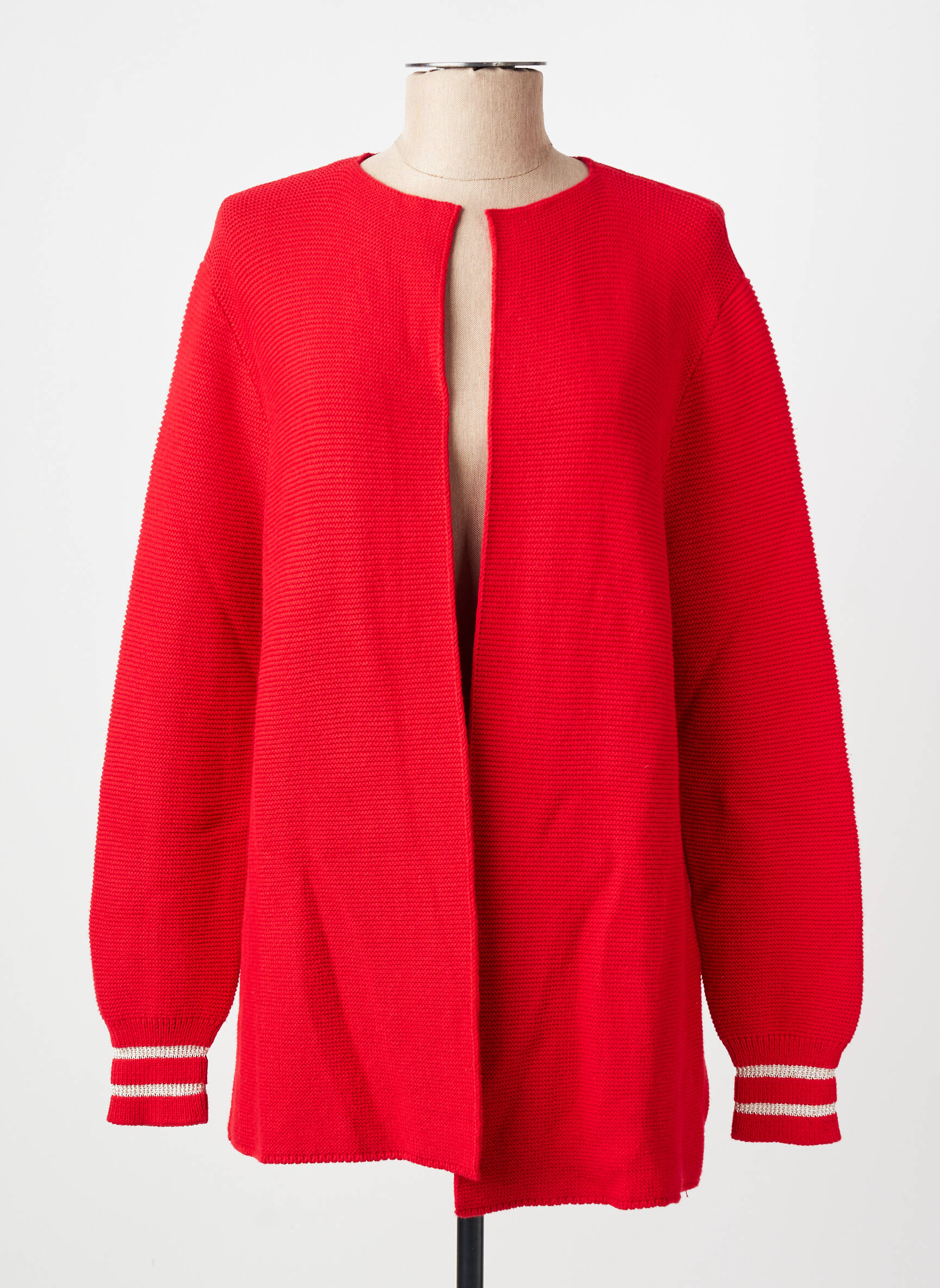 Gilet manches longues col rond rouge AN' GE femme