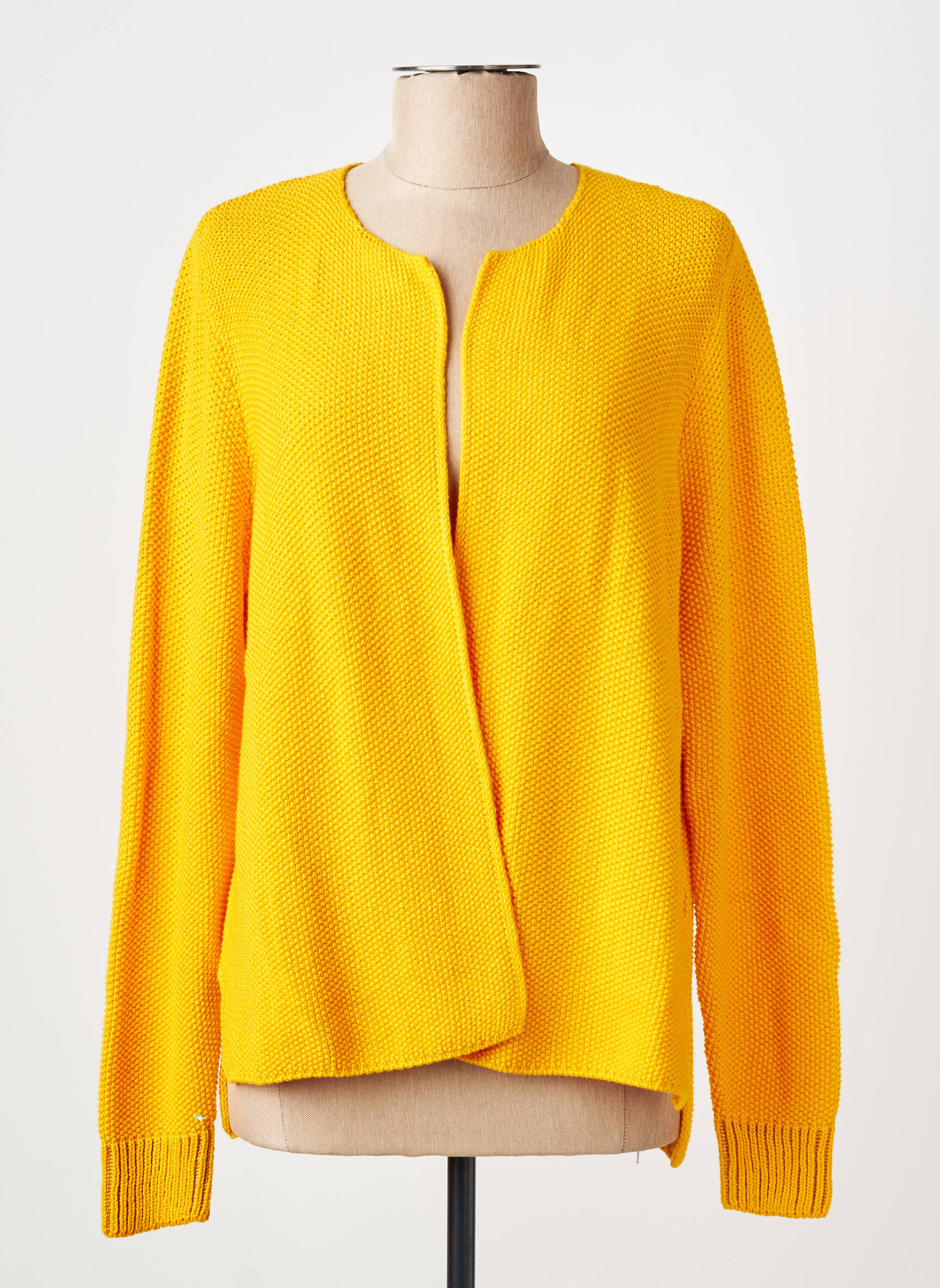 Gilet manches longues col rond jaune AN' GE femme