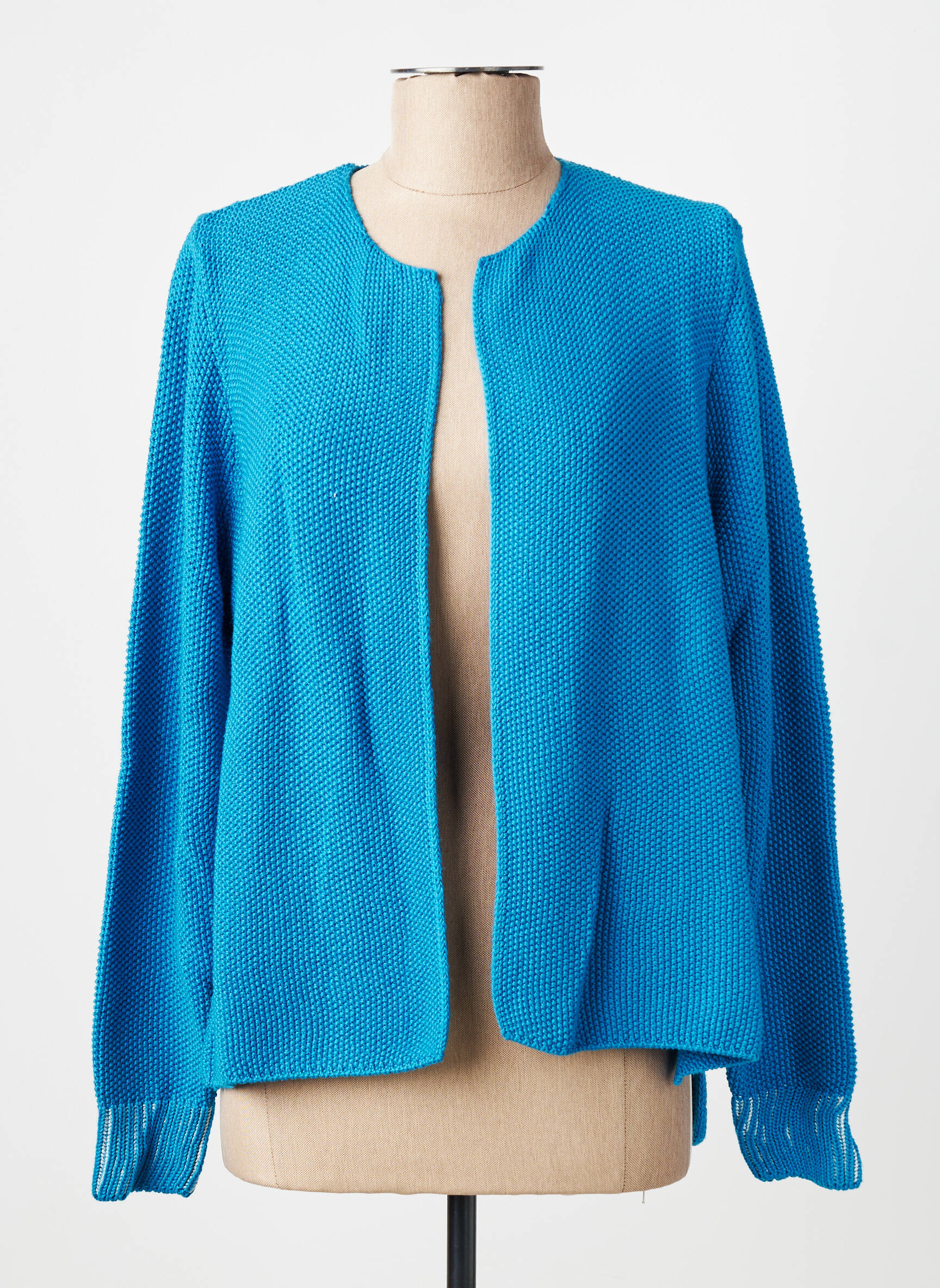 Gilet manches longues col rond bleu AN' GE femme