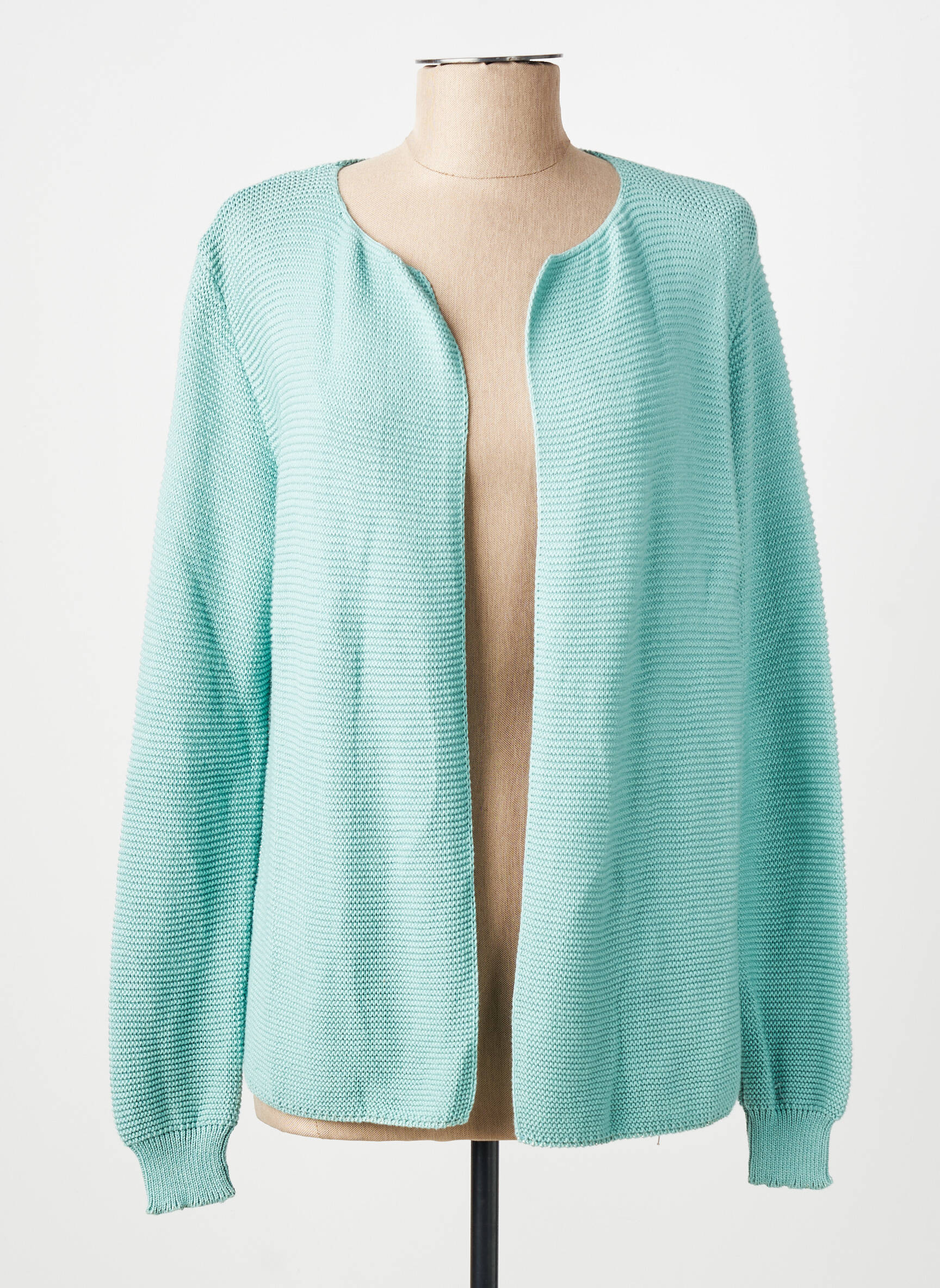 Gilet manches longues col rond bleu JANIS & JOHN femme