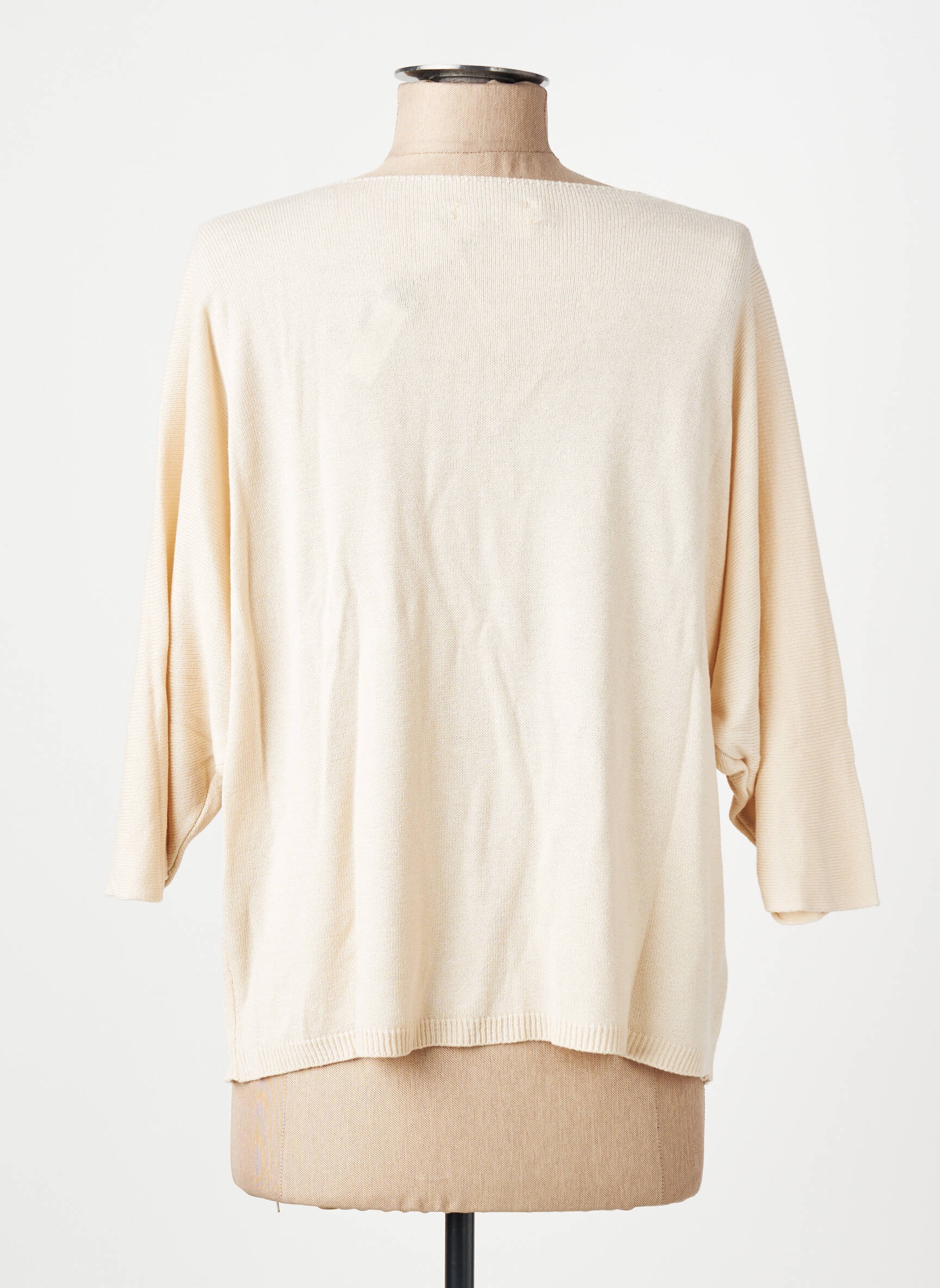 Pull col v manches 3/4 beige FREE FOR HUMANITY femme