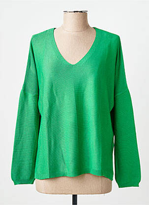 Pull coupe droite manches longues vert AN' GE femme