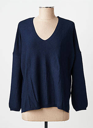 Pull coupe droite manches longues bleu AN' GE femme