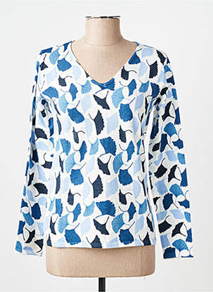 Pull coupe cintrée manches longues bleu CHANON femme