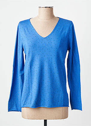 Pull coupe cintrée manches longues bleu GIORGIO BARBARA femme