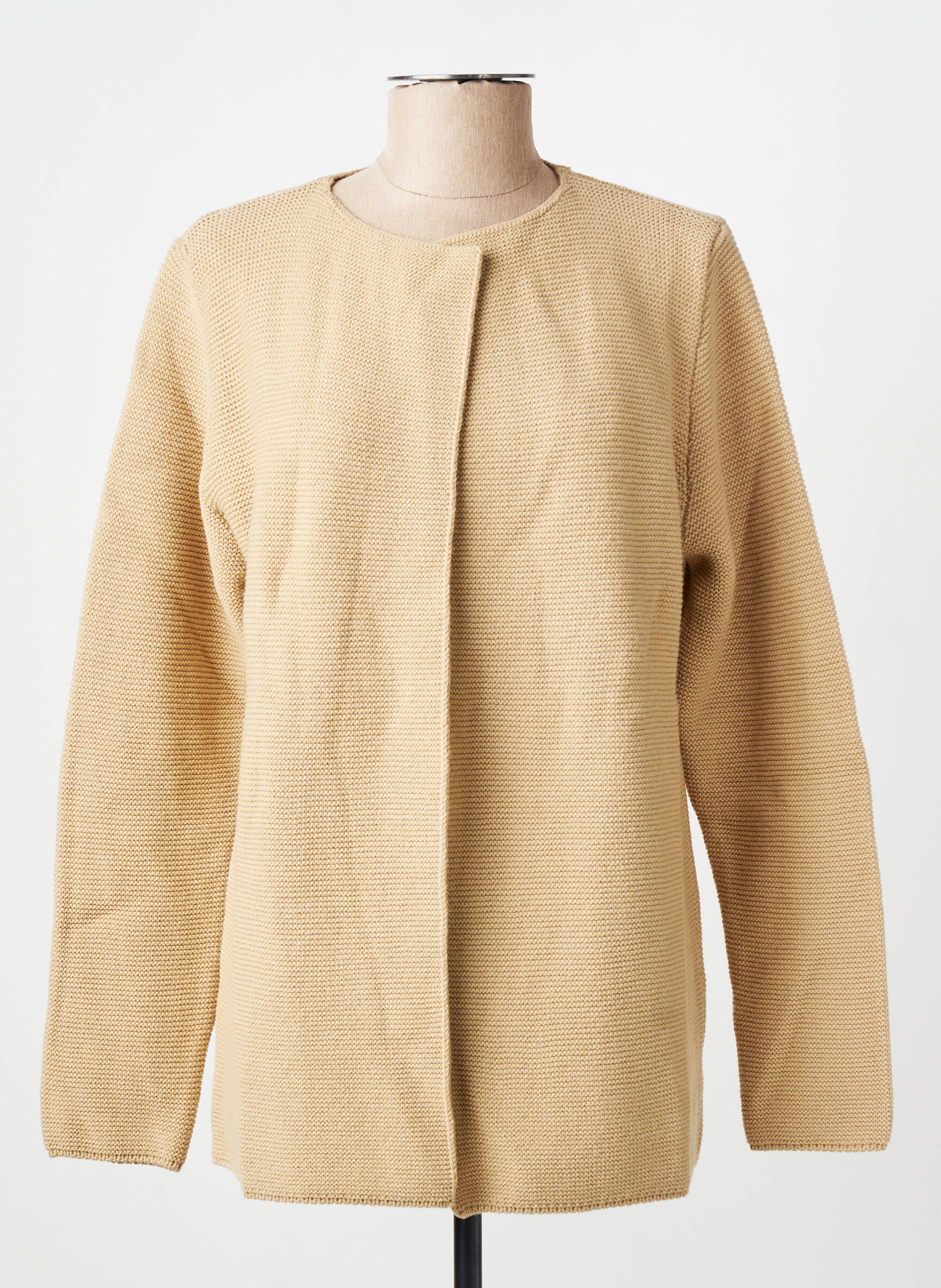 Gilet manches longues col rond beige AN' GE femme