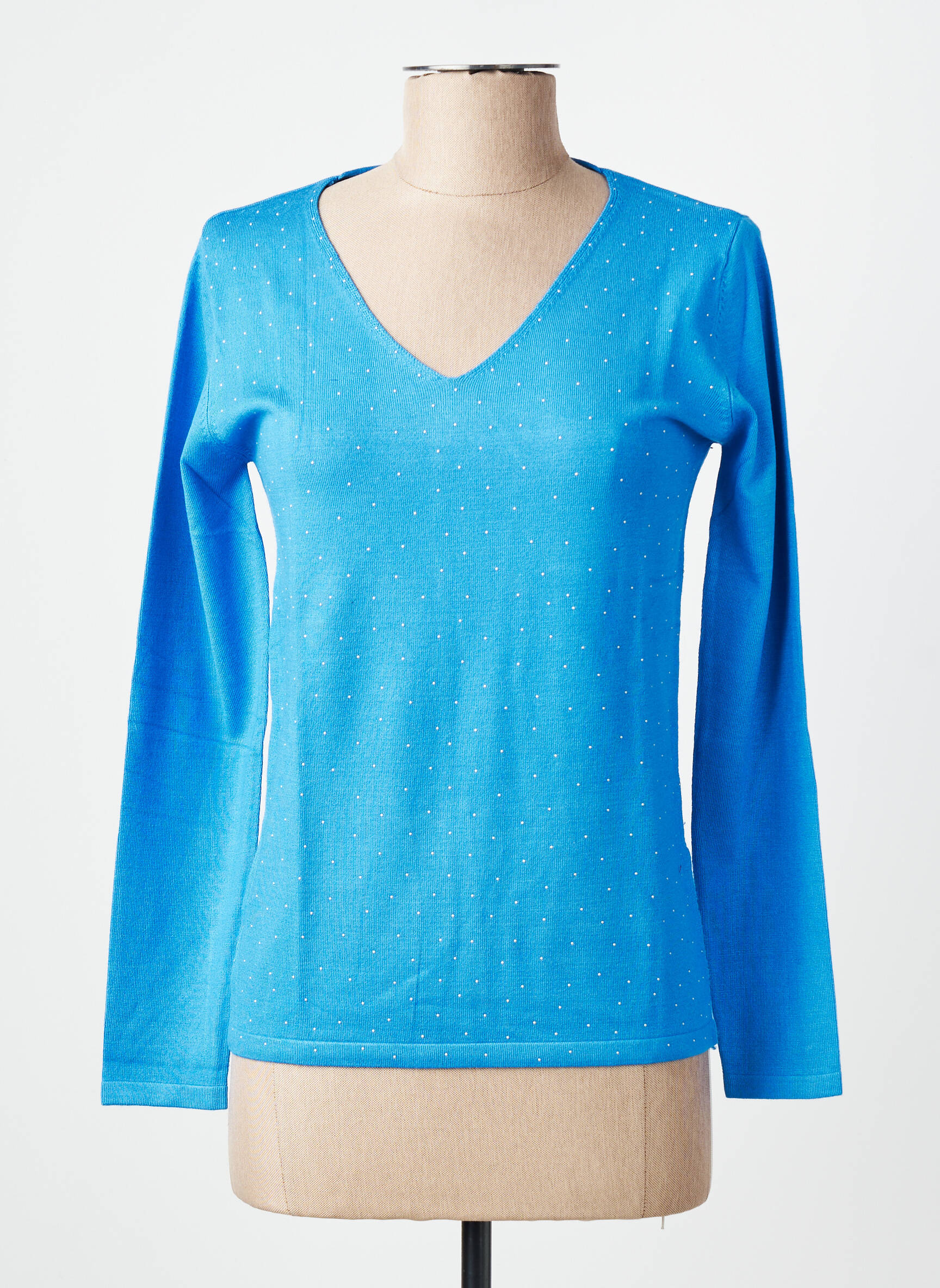 Pull coupe cintrée manches longues bleu GIORGIO BARBARA femme