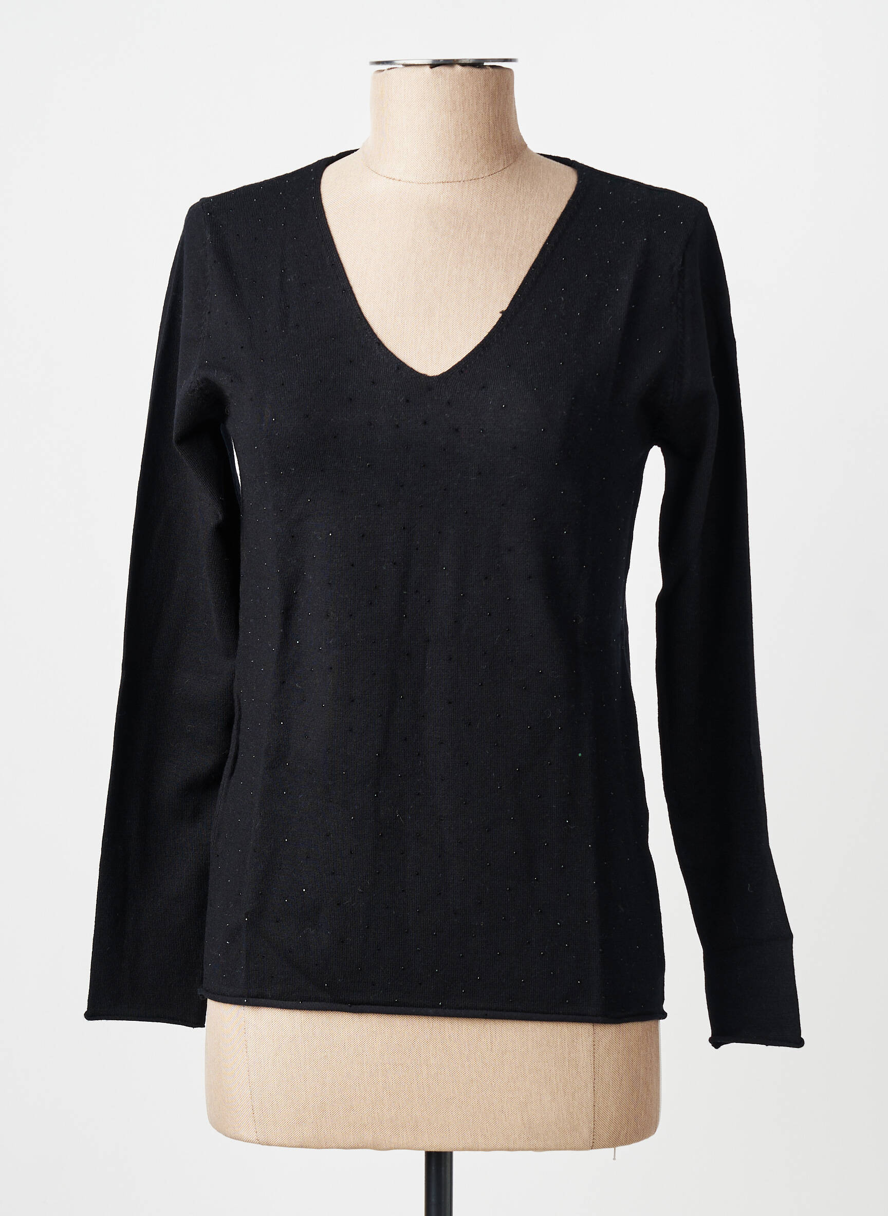 Pull coupe cintrée manches longues noir GIORGIO BARBARA femme