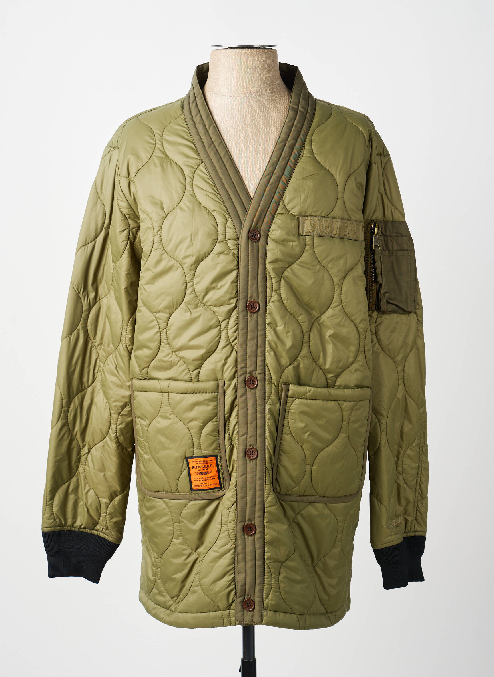 Doudoune manches longues sans capuche vert BOMBERS homme