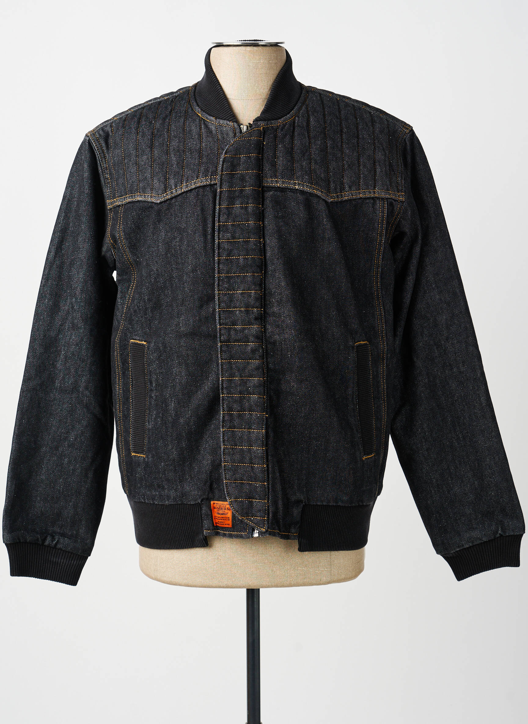 Blouson fermeture zippée sous rabat pressionné noir BOMBERS homme