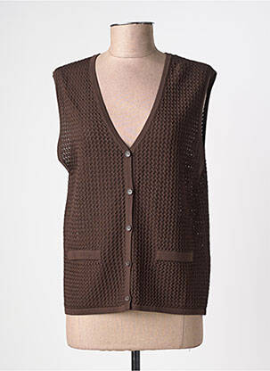 Gilet manches courtes coupe droite marron GRACE & MILA femme