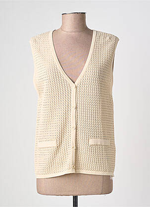 Gilet manches courtes coupe droite beige GRACE & MILA femme