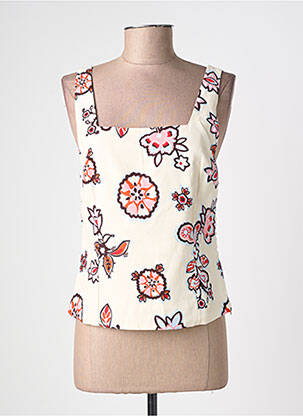 Top col carré sans manche beige GRACE & MILA femme