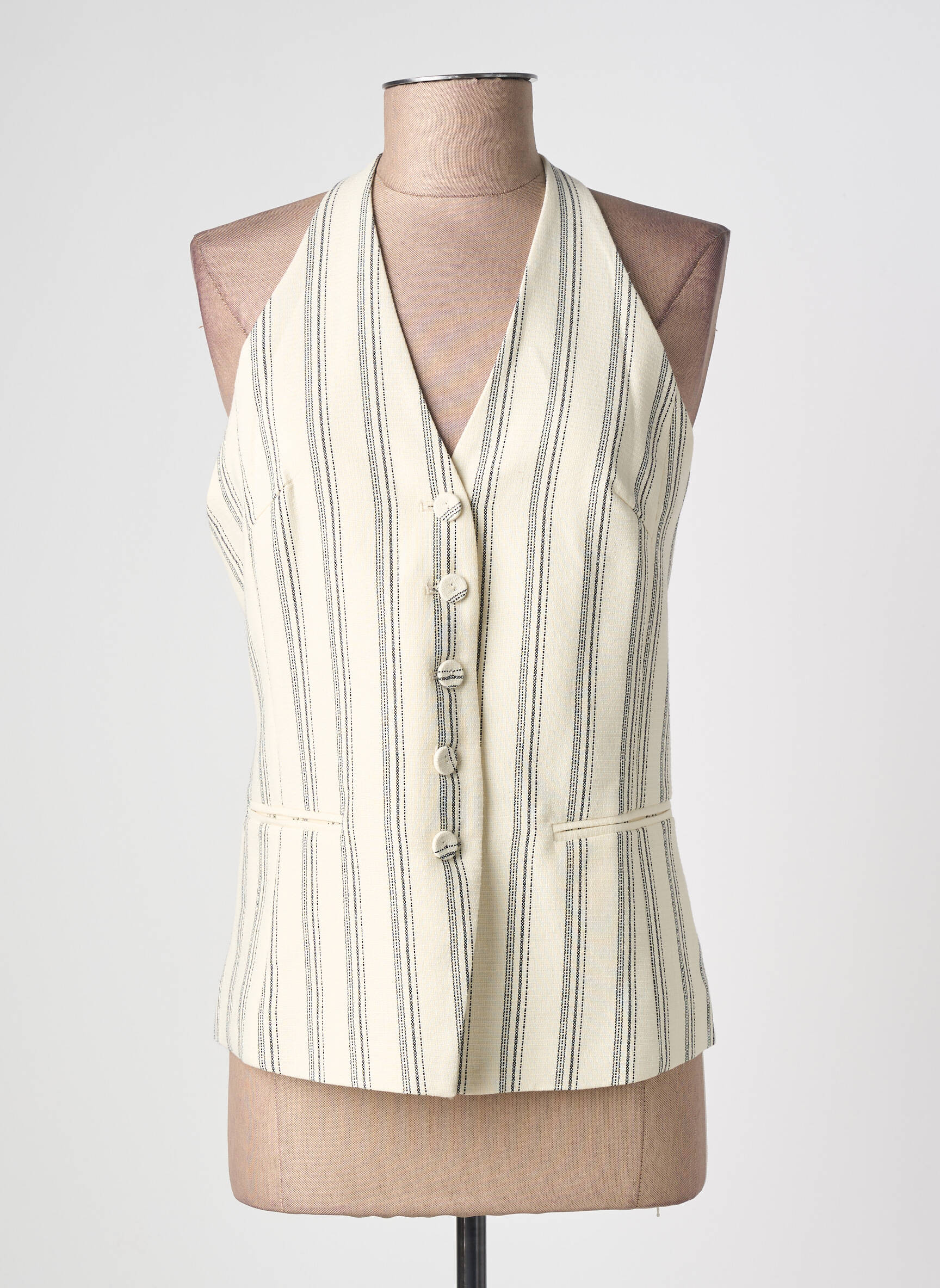 Top coupe cintrée sans manche beige GRACE & MILA femme
