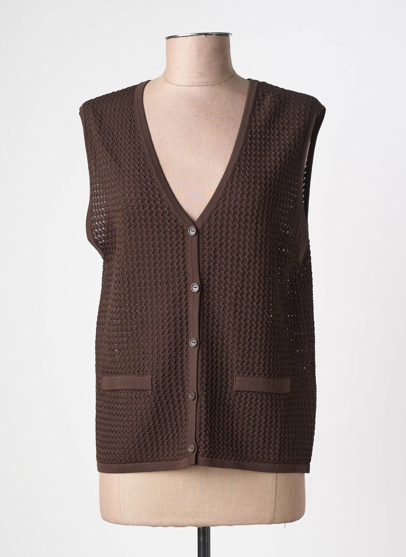Gilet manches courtes coupe droite marron GRACE & MILA femme