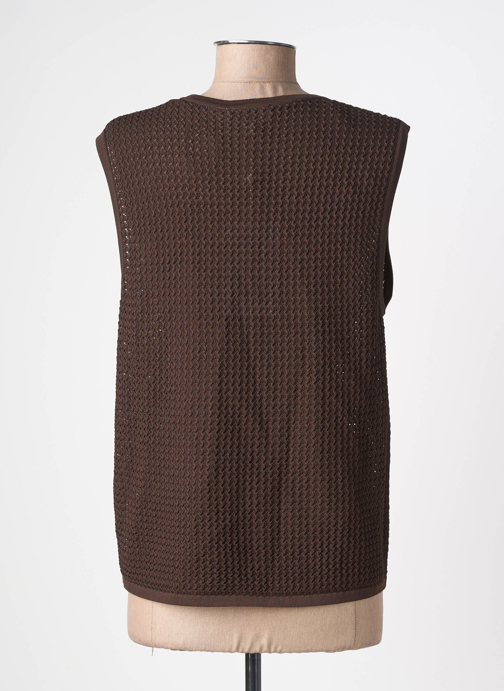 Gilet manches courtes coupe droite marron GRACE & MILA femme