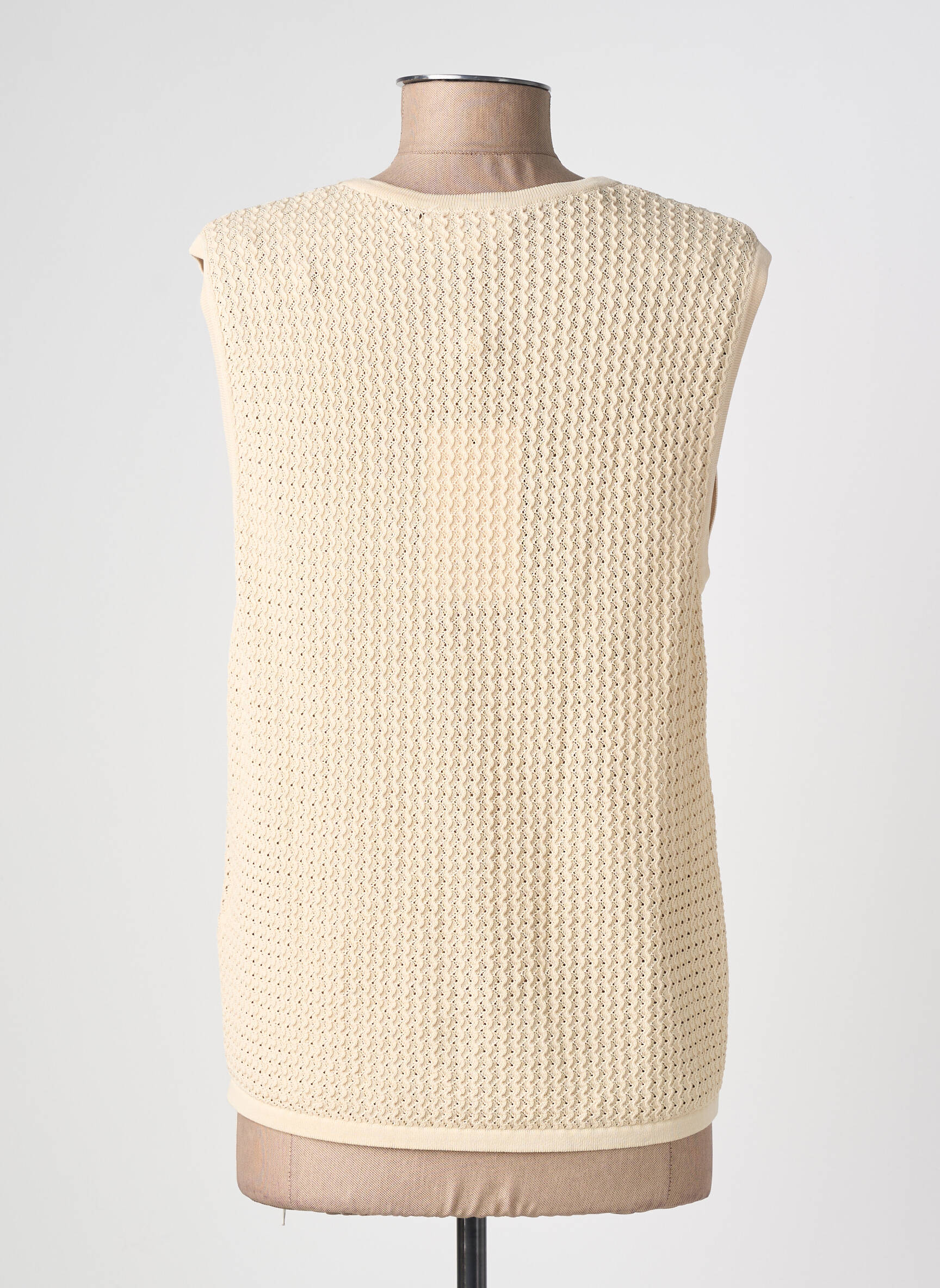 Gilet manches courtes coupe droite beige GRACE & MILA femme