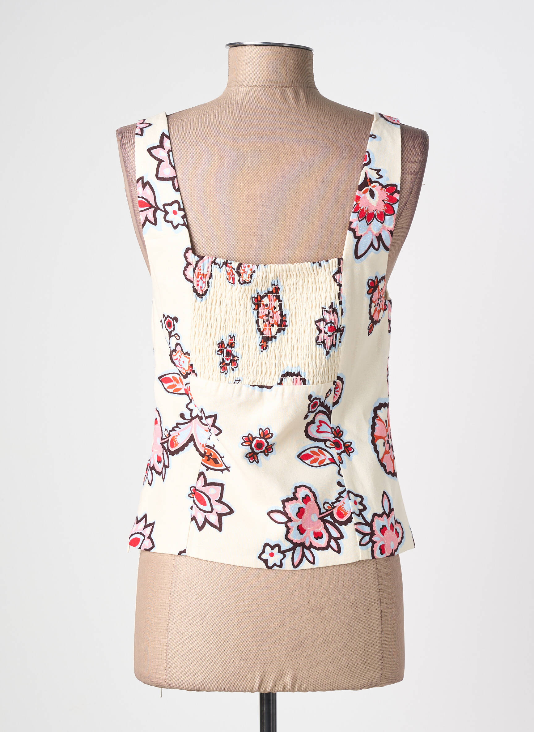 Top col carré sans manche beige GRACE & MILA femme