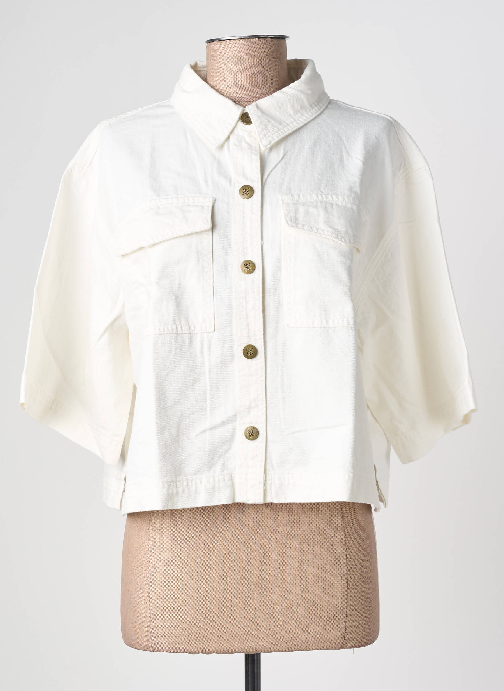 Veste casual coupe droite blanc GRACE & MILA femme