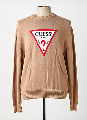 Pull stretch manches longues marron GUESS homme