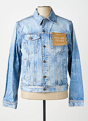 Veste casual fermeture boutonnée sur le devant bleu GUESS homme