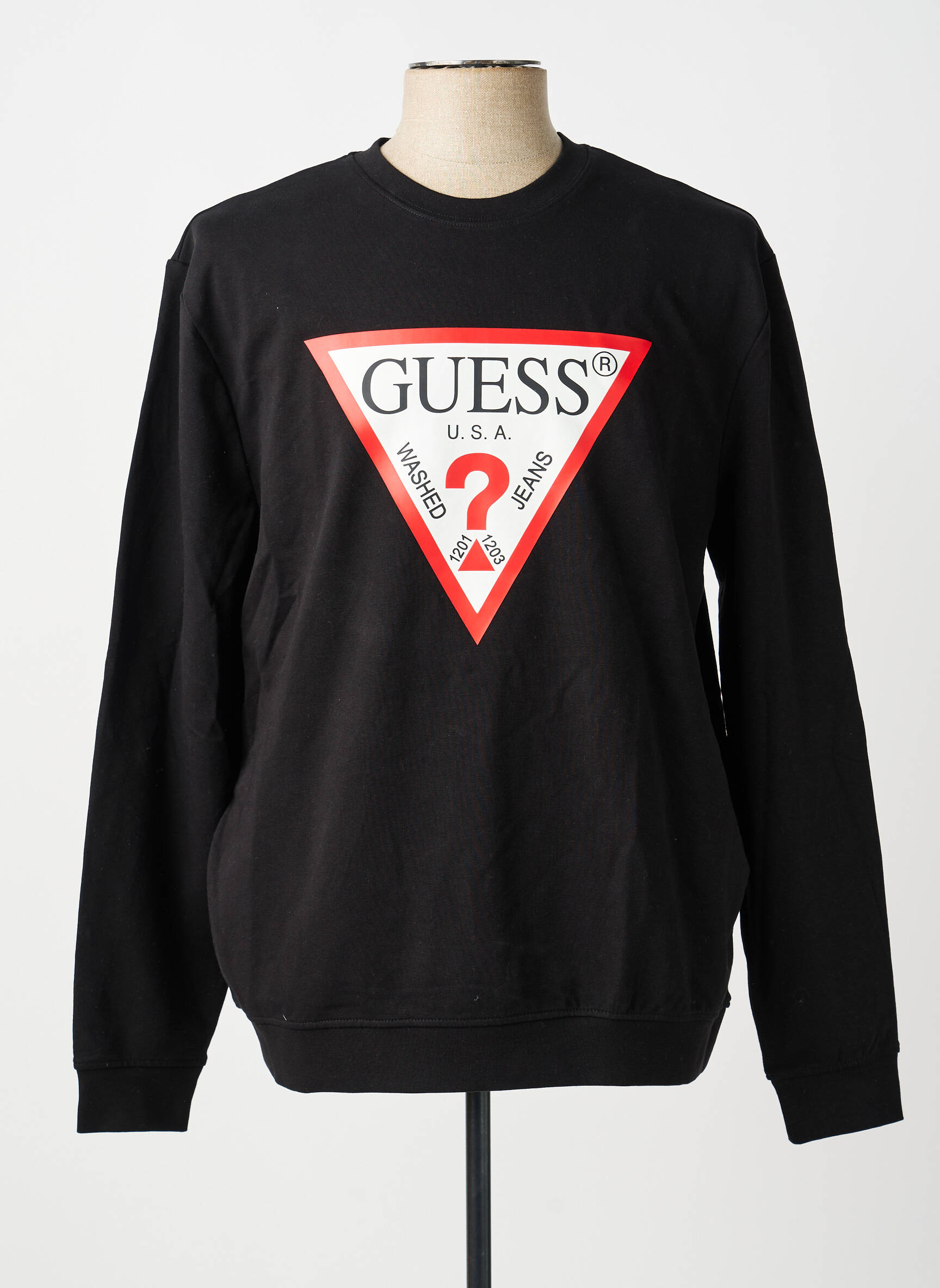 Sweat-shirt stretch manches longues noir GUESS homme