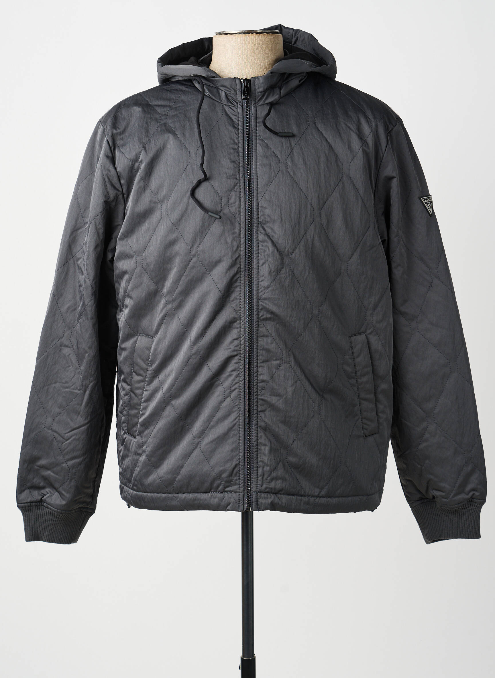 Doudoune manches longues a capuche noir GUESS homme