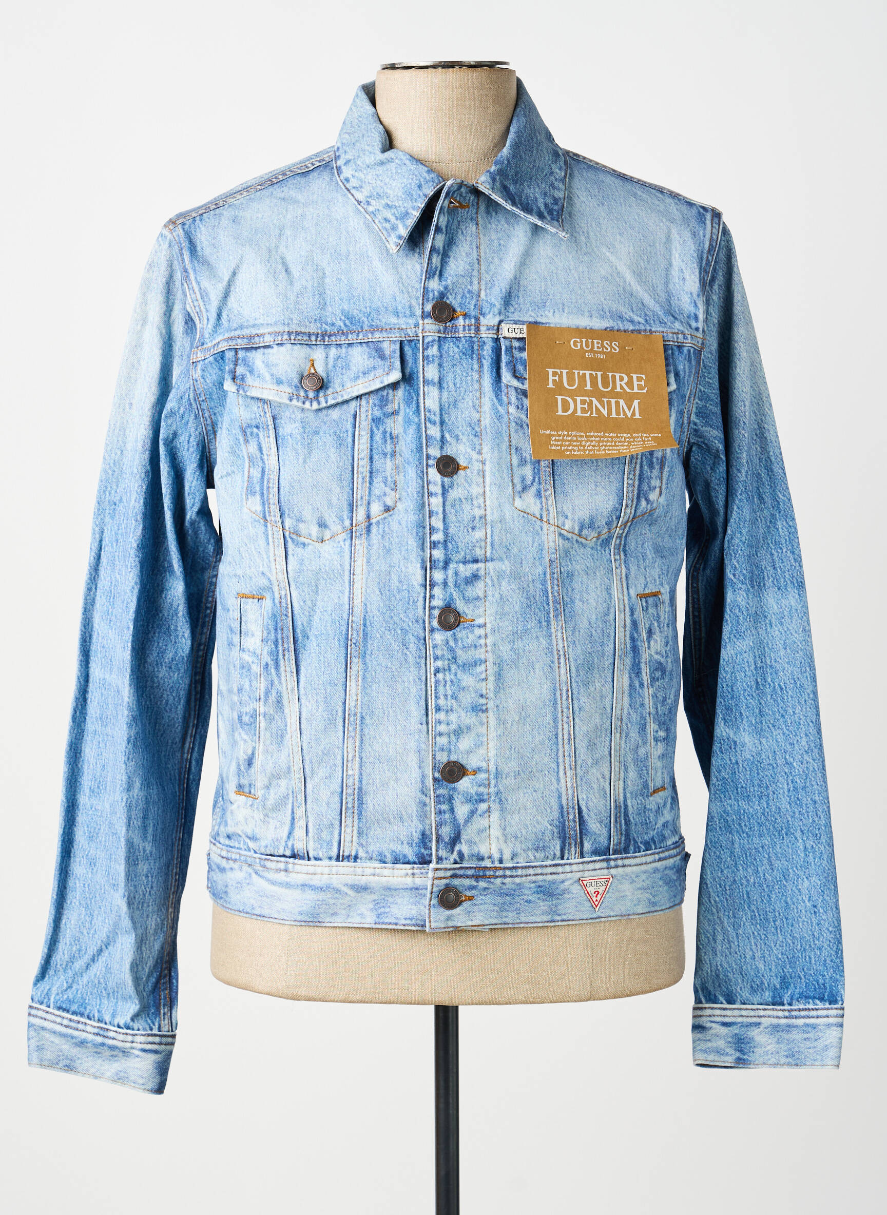 Veste casual fermeture boutonnée sur le devant bleu GUESS homme