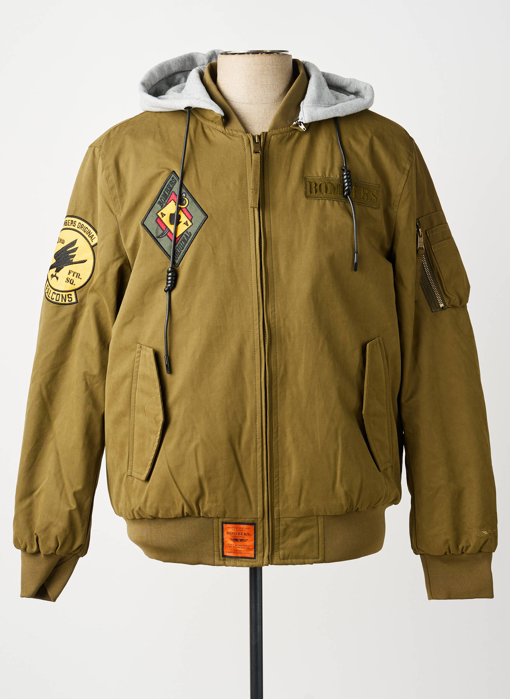 Blouson capuche vert BOMBERS homme