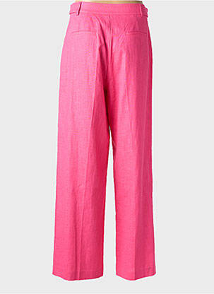 Pantalon large tissage crêpe taille haute rose GRACE & MILA femme