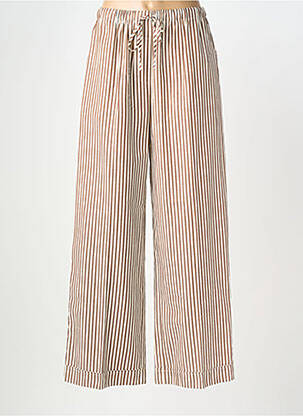 Pantalon large tissage popeline taille normale marron GRACE & MILA femme