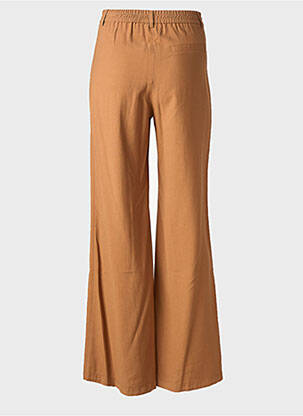 Pantalon flare fermeture zippée sous rabat avec crochet taille haute marron AN' GE femme