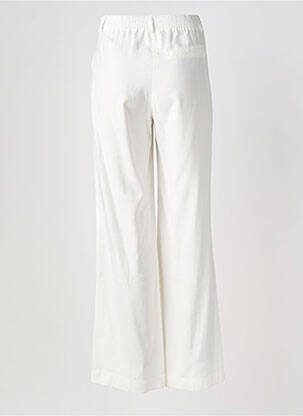 Pantalon flare fermeture zippée sous rabat avec crochet taille haute blanc AN' GE femme