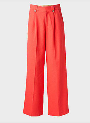 Pantalon large tissage crêpe taille haute orange GRACE & MILA femme
