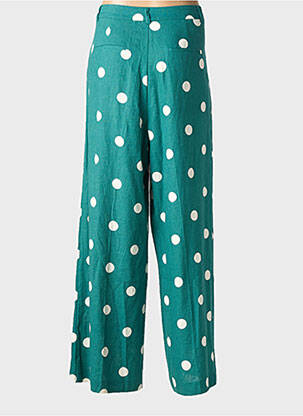 Pantalon large tissage popeline taille haute vert GRACE & MILA femme