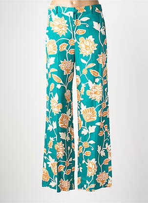 Pantalon large tissage popeline taille haute vert GRACE & MILA femme